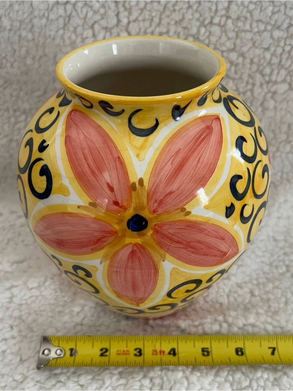 Vintage Favanol Portuguese Art Pottery Vase Signed Portugal, Hand Painted 8”